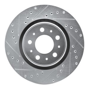 Volvo C70 Brake Rotor (1) - Front Left - R1 Concepts - Drilled & Slotted - Silver - `98-`04